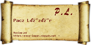 Pacz Lázár névjegykártya